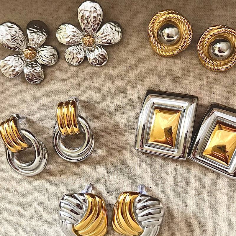 Thumbnail of Two-Tone Rope Round Vintage Earrings image