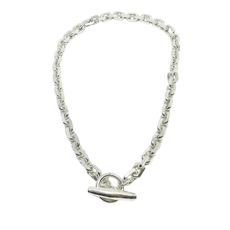 Thumbnail of Rectangular Trace Choker T-Bar Necklace – Sterling Silver image