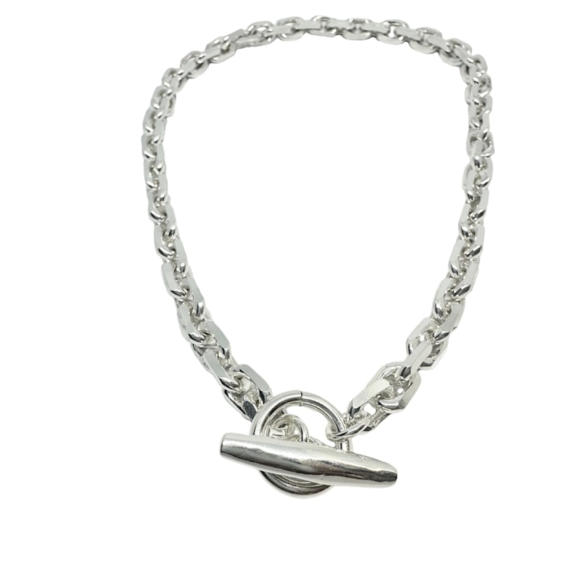 Thumbnail of Rectangular Trace Choker T-Bar Necklace – Sterling Silver image