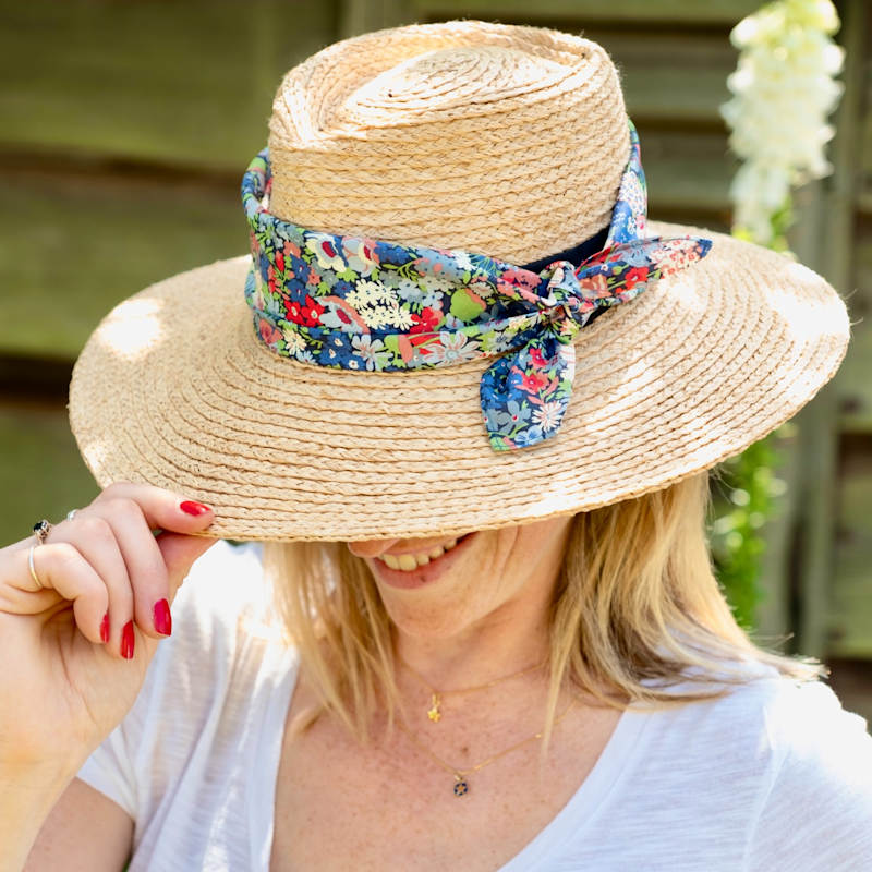 Thumbnail of Red And Blue Thorpe Headscarf Made With Liberty Fabric image