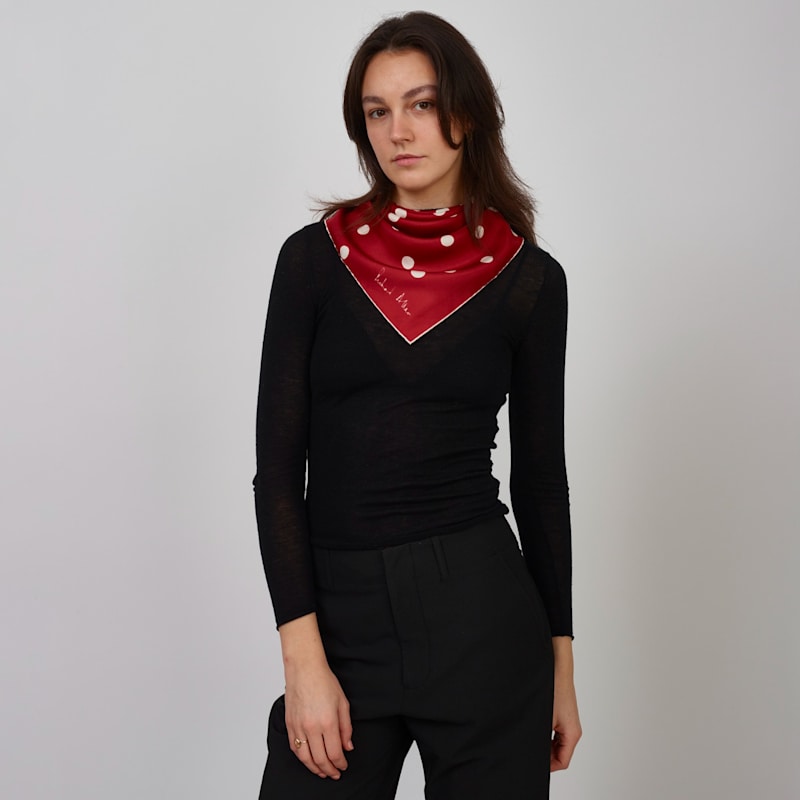 Thumbnail of Red And White Polka Silk Scarf image