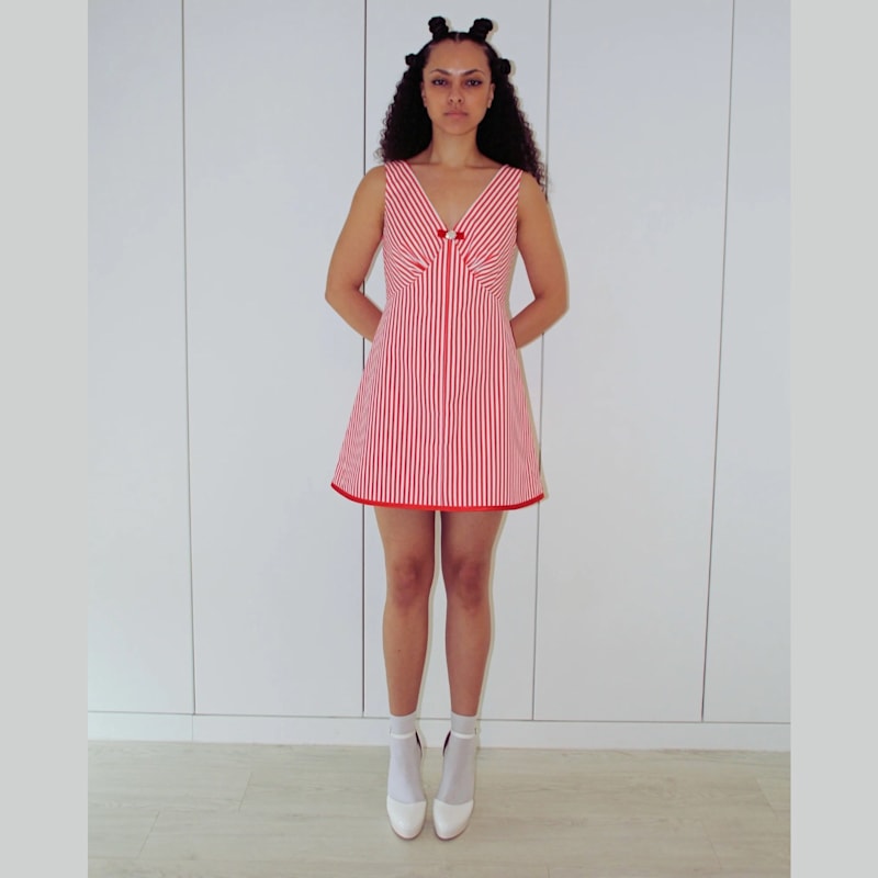Thumbnail of Red And White Stripped Nautical A Line Dress image