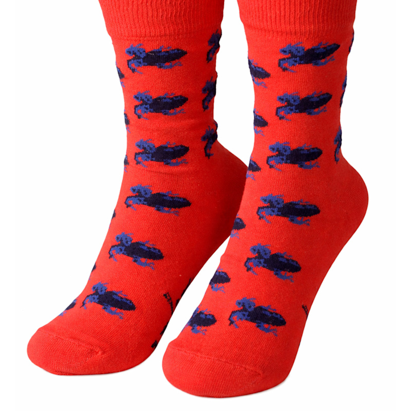 Red & Blue Frog Socks | F3ROG by Rana | Wolf & Badger