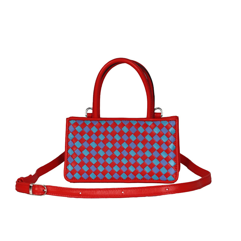 Thumbnail of Red, Blue & Turquoise Woven Leather Crossbody Piraye Bag image