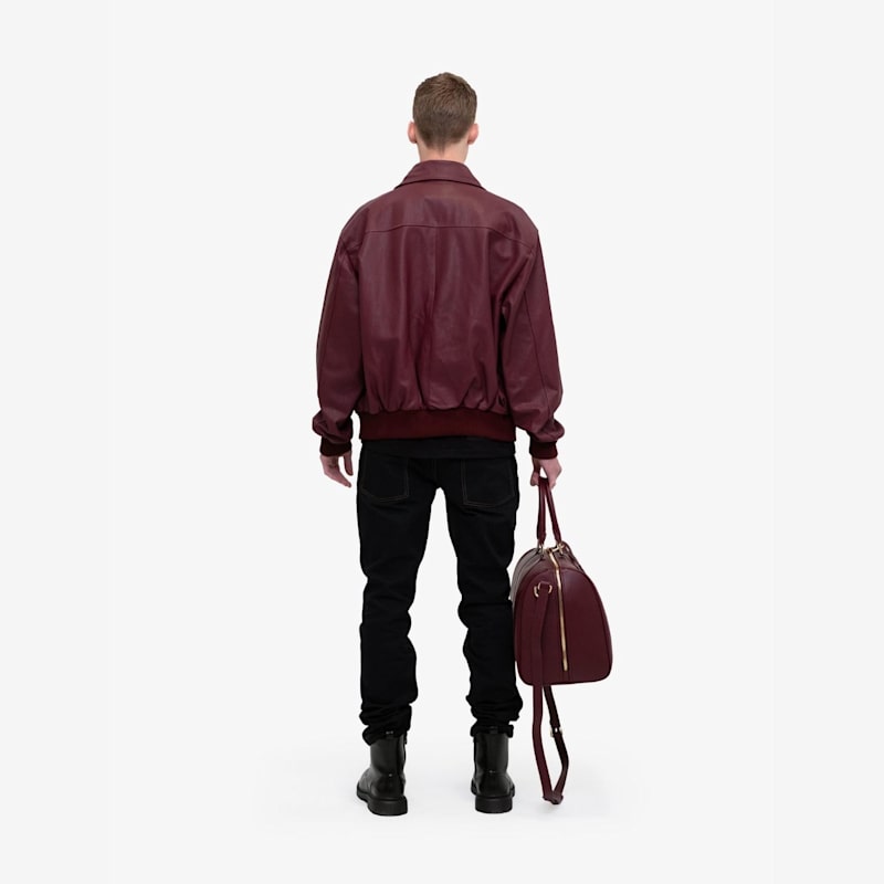 Thumbnail of Red Diamond Leather Bomber Jacket image