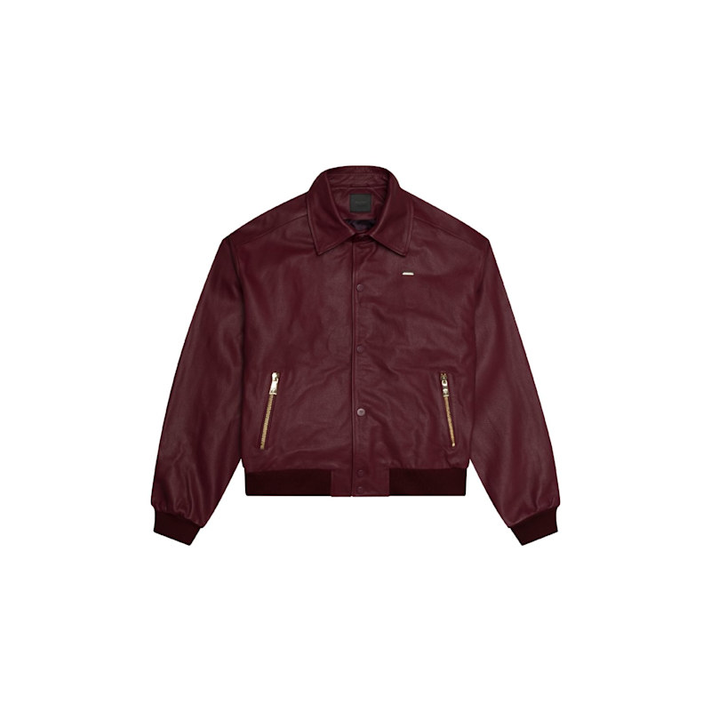 Thumbnail of Red Diamond Leather Bomber Jacket image
