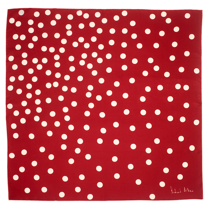 Thumbnail of Red And White Polka Silk Scarf image
