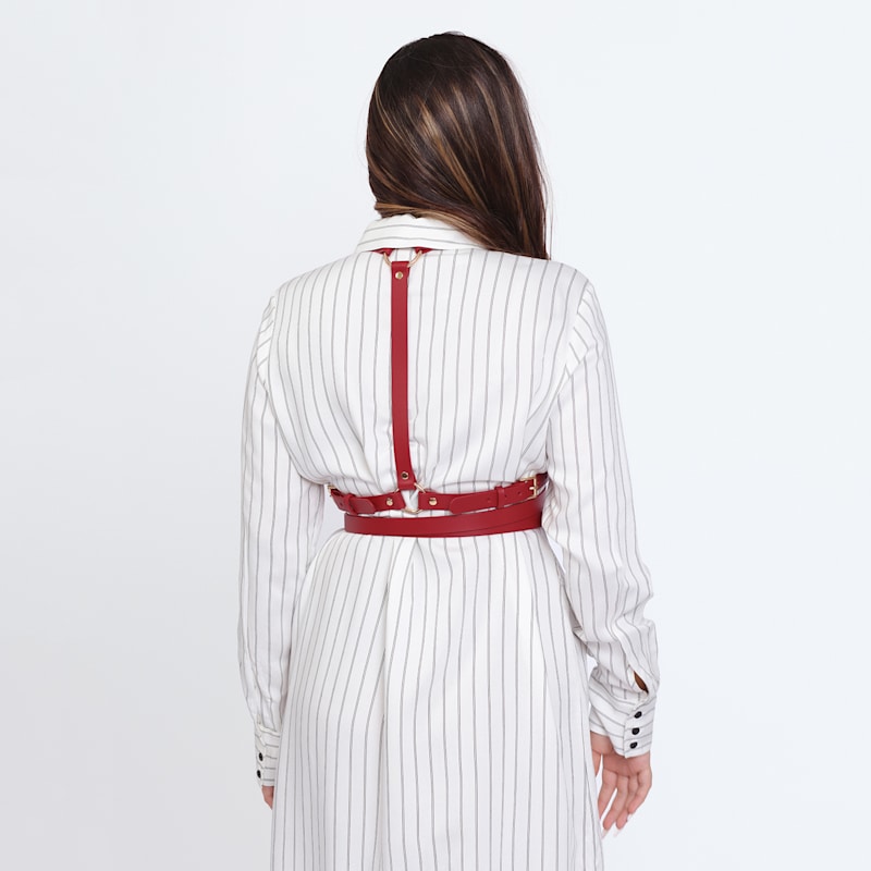 Thumbnail of Red Double Belt Leather Harness image