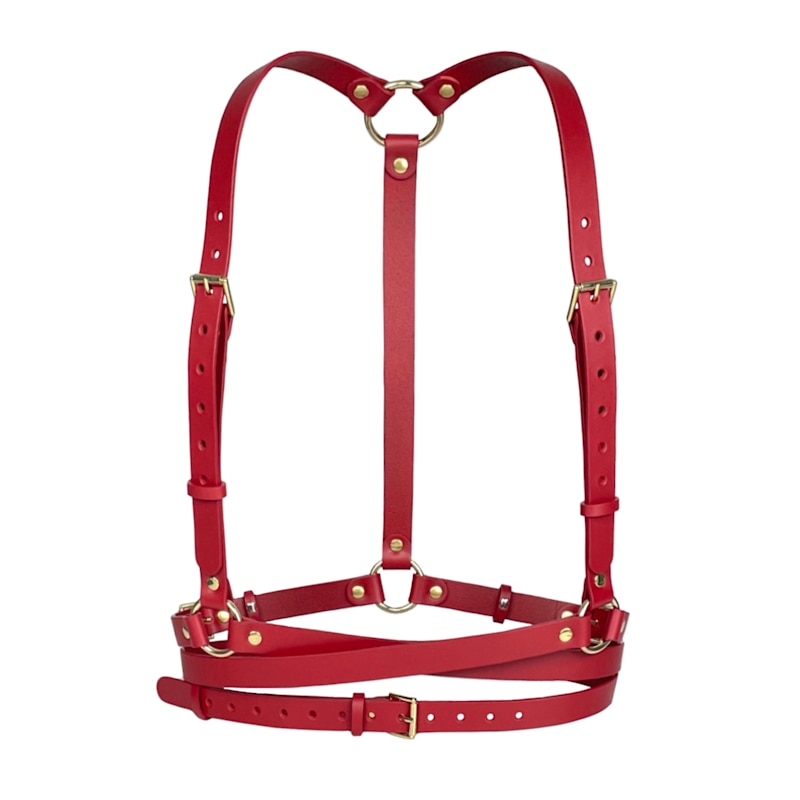 Thumbnail of Red Double Belt Leather Harness image