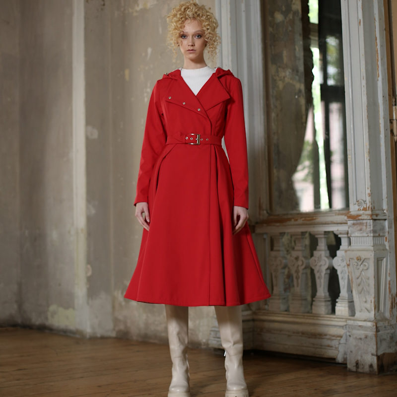 Thumbnail of Red Fitted And Flared Design Coat: Queen Of Hearts image