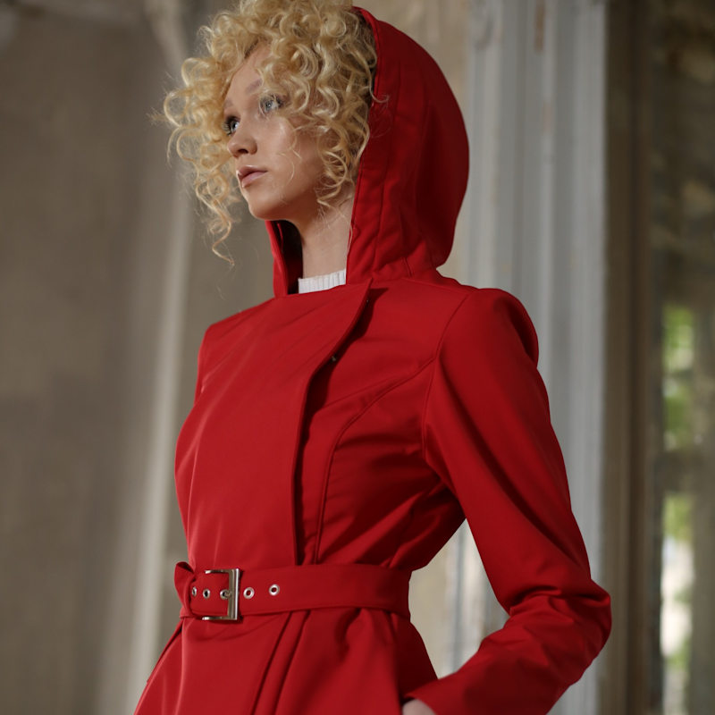 Thumbnail of Red Fitted And Flared Design Coat: Queen Of Hearts image