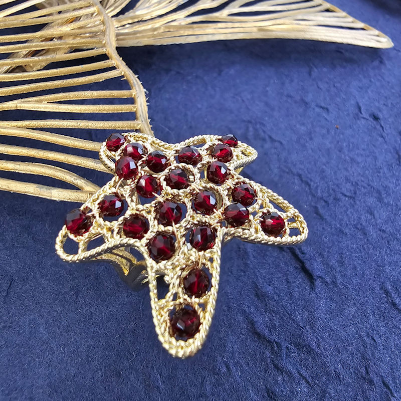 Thumbnail of Red Garnet Stone Star Shaped Ring image