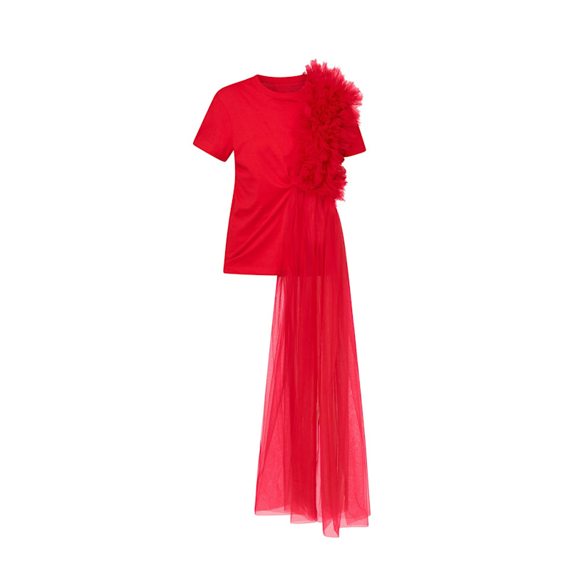 Red Layered Tulle Tee | LIA ARAM | Wolf & Badger