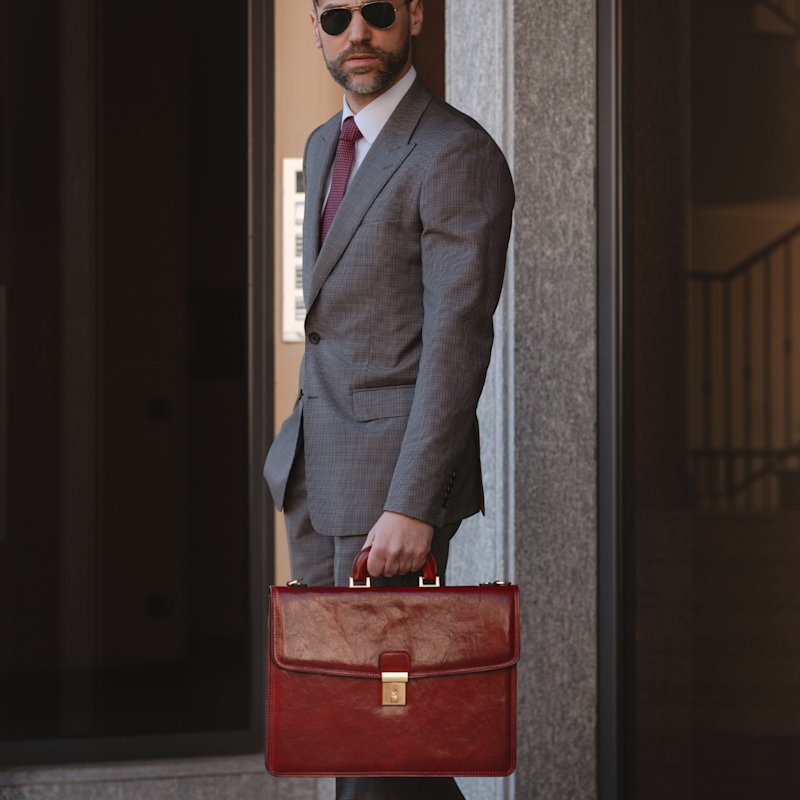 Thumbnail of Leather Briefcase - The Sound Of The Mountain - Red image