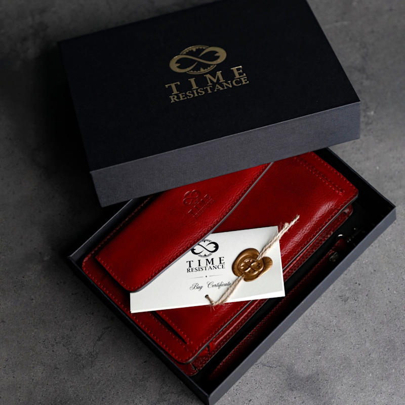 Thumbnail of Red Leather Clutch Purse - Decameron image