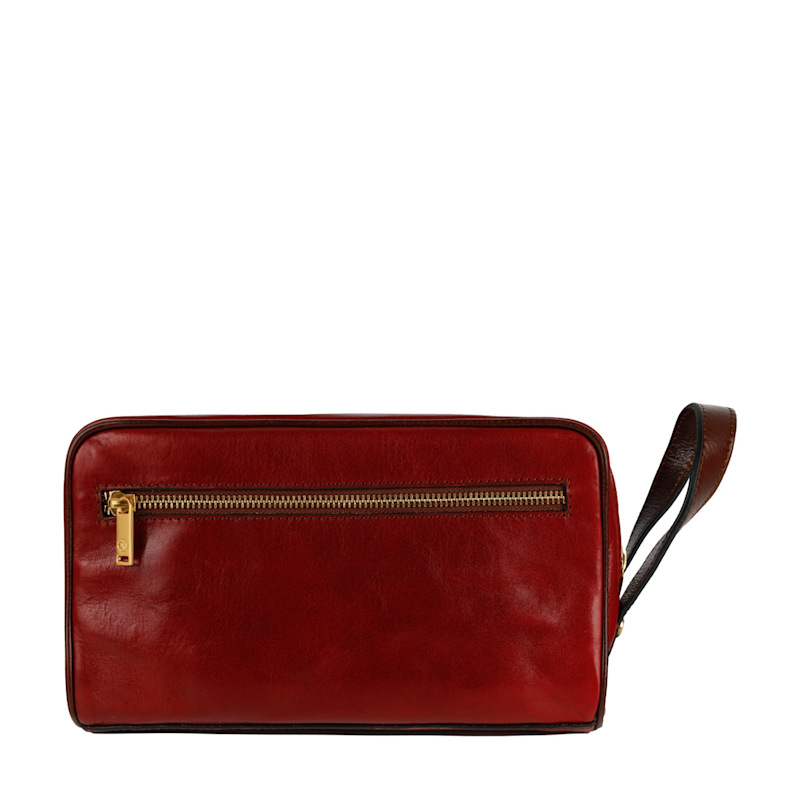 Thumbnail of Womens Leather Cosmetic Bag Dopp Kit In Red - All The Kings Men image