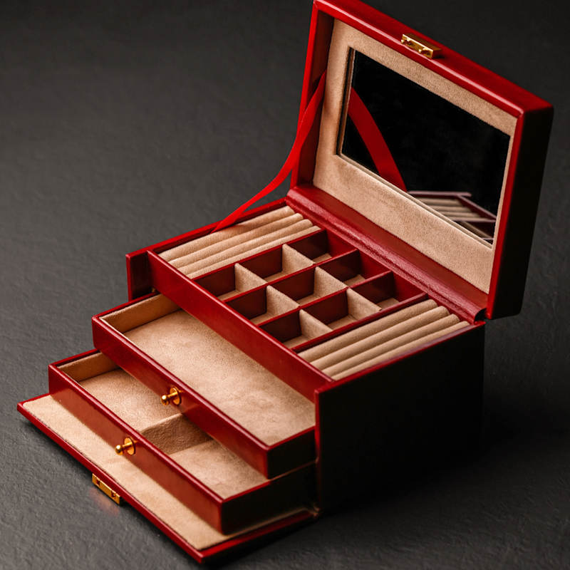 Thumbnail of Red Leather Jewelry Box For Women - Beloved image