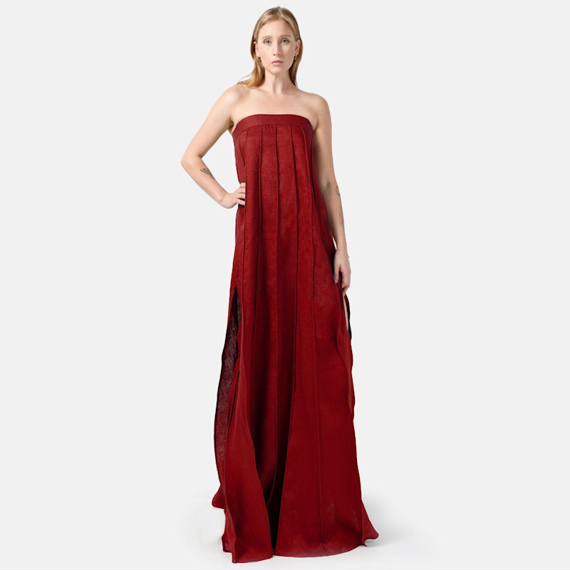 open lace back dress Tayla Linen Maxi Dress main image 1