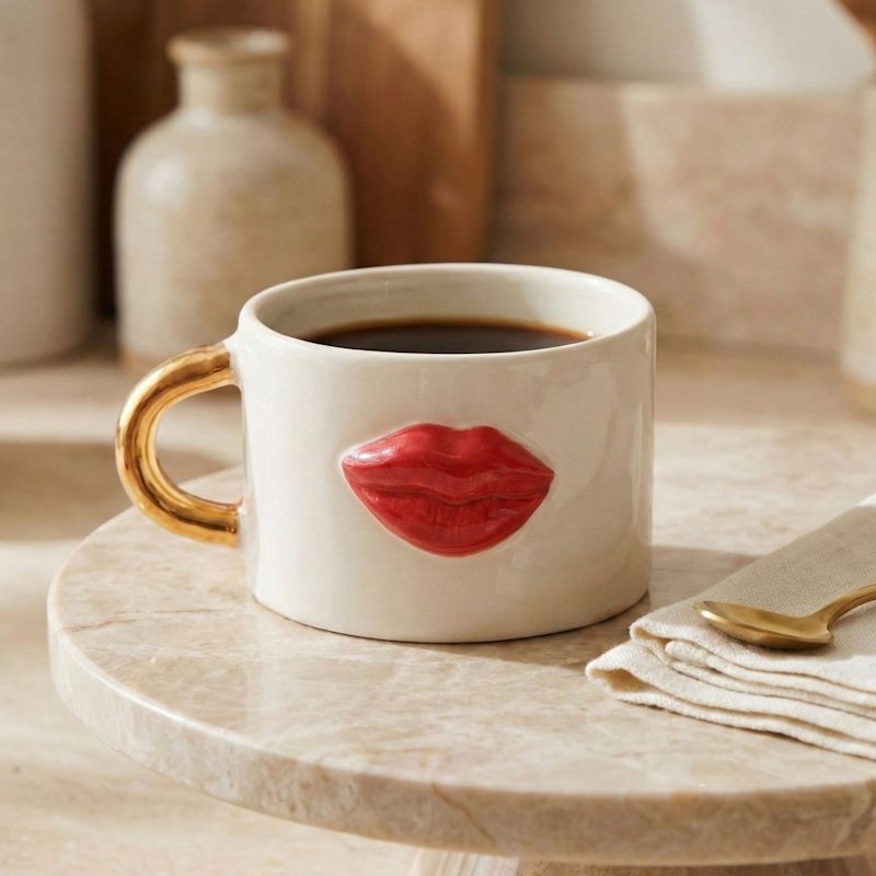 Thumbnail of Red Lip Handmade Ceramic Mug image