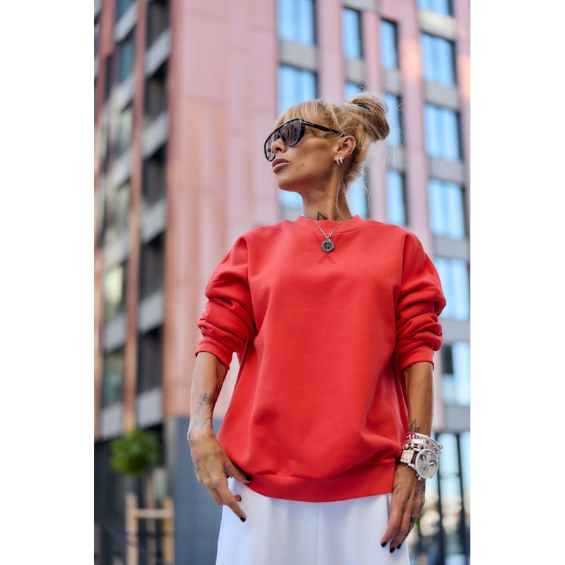 Red Oversized Sweatshirt White Jogger Set Clothes By Locker