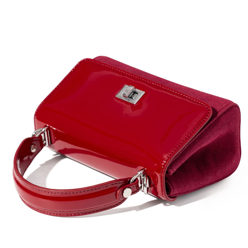 Thumbnail of Red Patent Leather & Suede Lili Top Handle Bag image