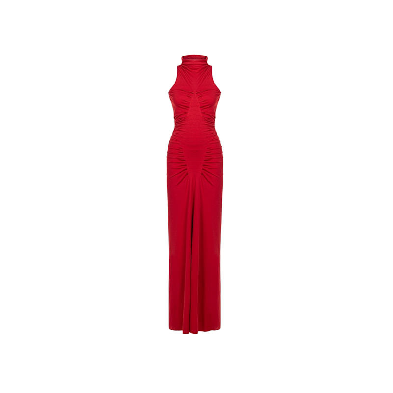 nocturne red dress Nocturne Knotted Long Dress in Red