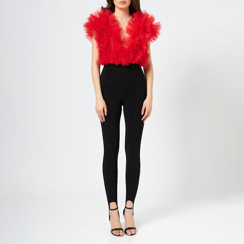 Thumbnail of Signature Red Ruffled Tulle Bodysuit image