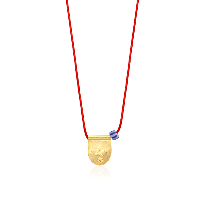 Thumbnail of Red String Necklace With Gold Charm image