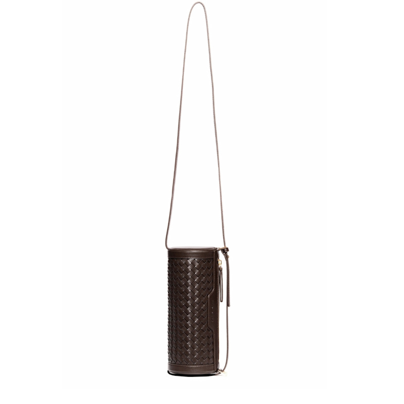 Thumbnail of Reef Woven Vegan Leather Cylinder Bag - Espresso image