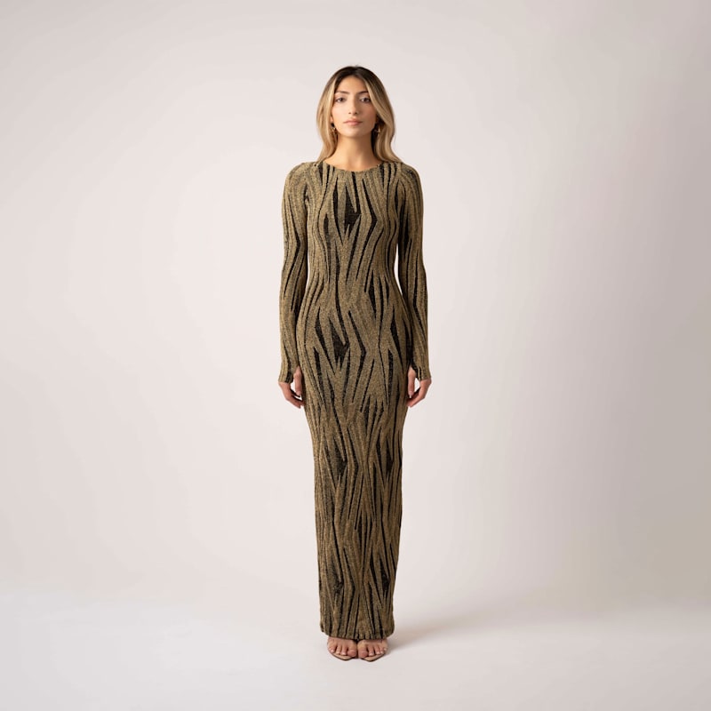 green emerald velvet dress Retrofête Women's Aura Dress - Gold main image 0