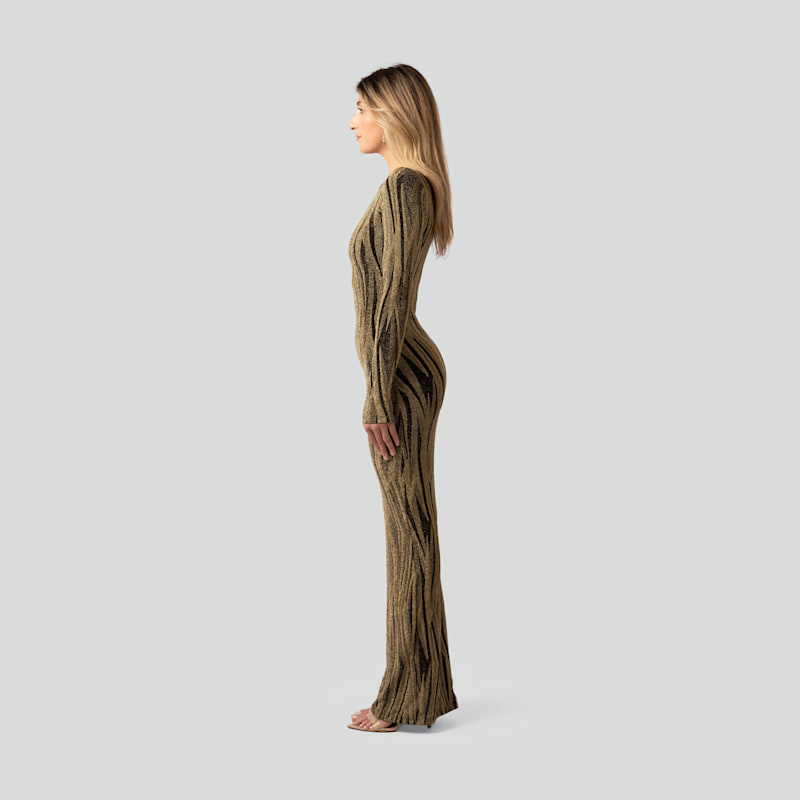 Thumbnail of Regality Gold & Black Party Dress image