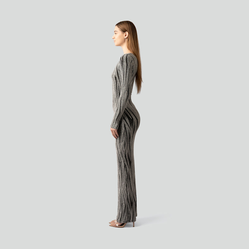 Thumbnail of Regality Silver & Black Party Dress image