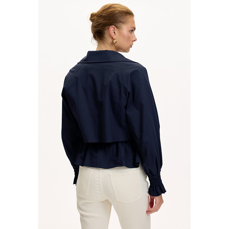 Thumbnail of Regular Fit Shirt Collar Cotton Jacket - Navy image