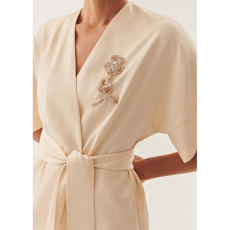 Thumbnail of Regular Luxe Kimono Wrap Ophelia Jacket - Ecru image