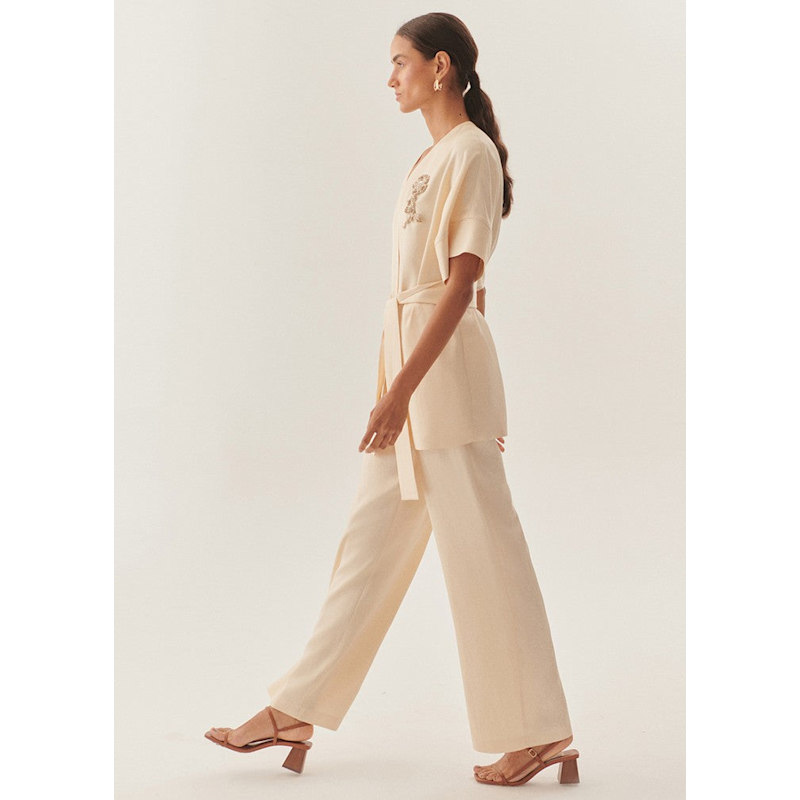 Thumbnail of Regular Luxe Kimono Wrap Ophelia Jacket - Ecru image