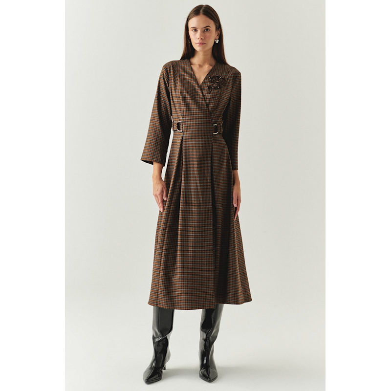 Regular Notched Lapel Long Sleeve Dress - Multi Color | EXQUISE | Wolf &  Badger