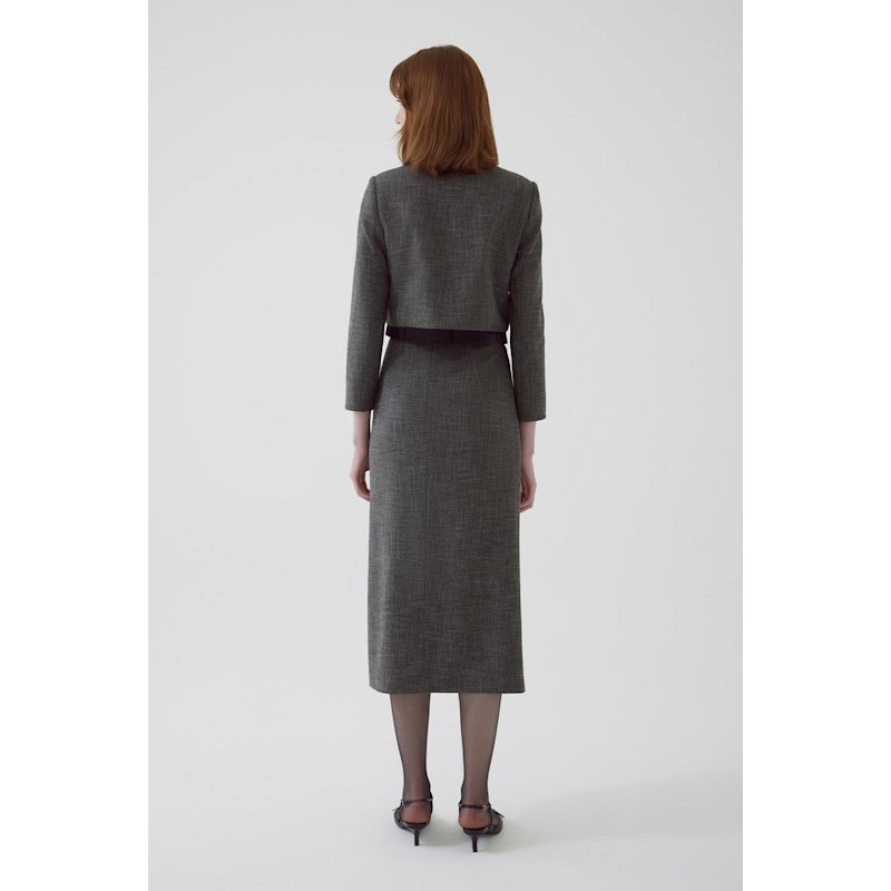Thumbnail of Regular Pocketed Cropped Amias Jacket - Grey image