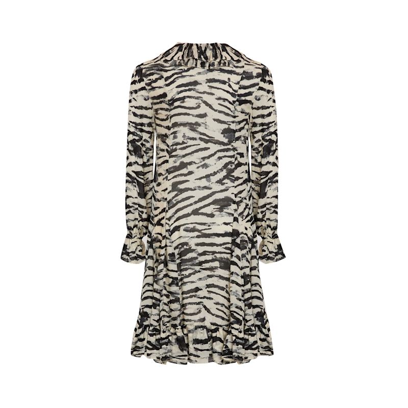 Thumbnail of Regular Ruffle Detailed Zebra Print Woven Mini Solace Dress - Multi Color image