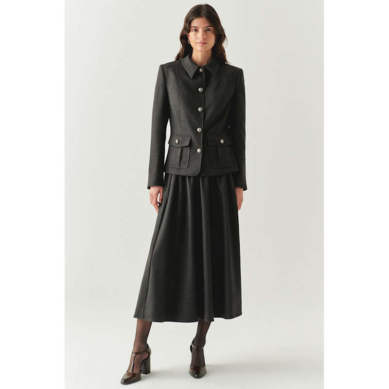 Thumbnail of Regular Shirt Collar Structured Aubrie Jacket - Grey image
