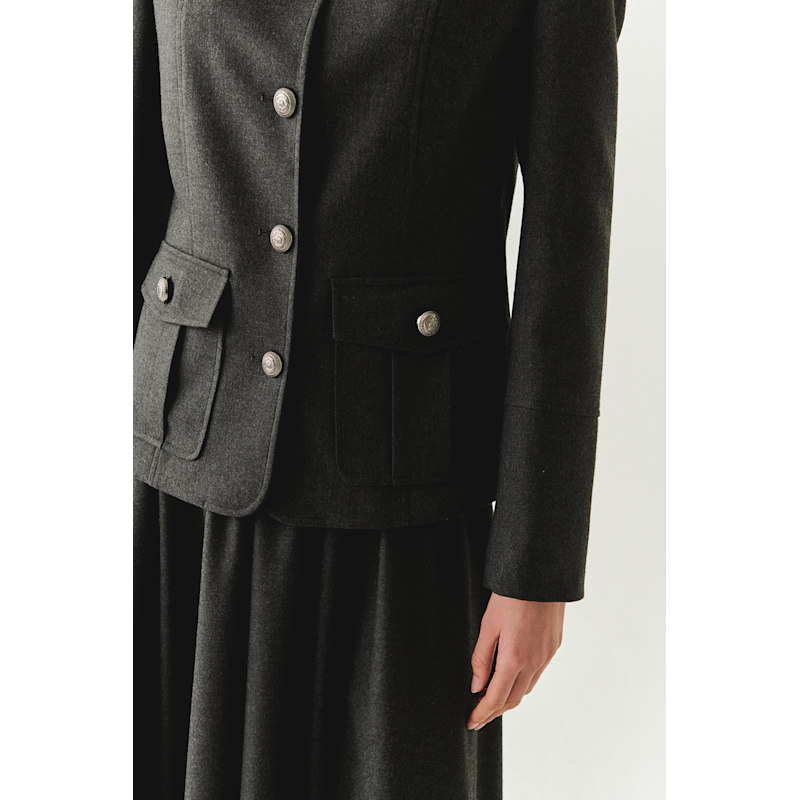 Thumbnail of Regular Shirt Collar Structured Aubrie Jacket - Grey image