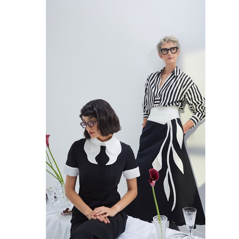 Thumbnail of Relaxed Blouse , Drop Shoulders And V-Notch Neckline - Striped image