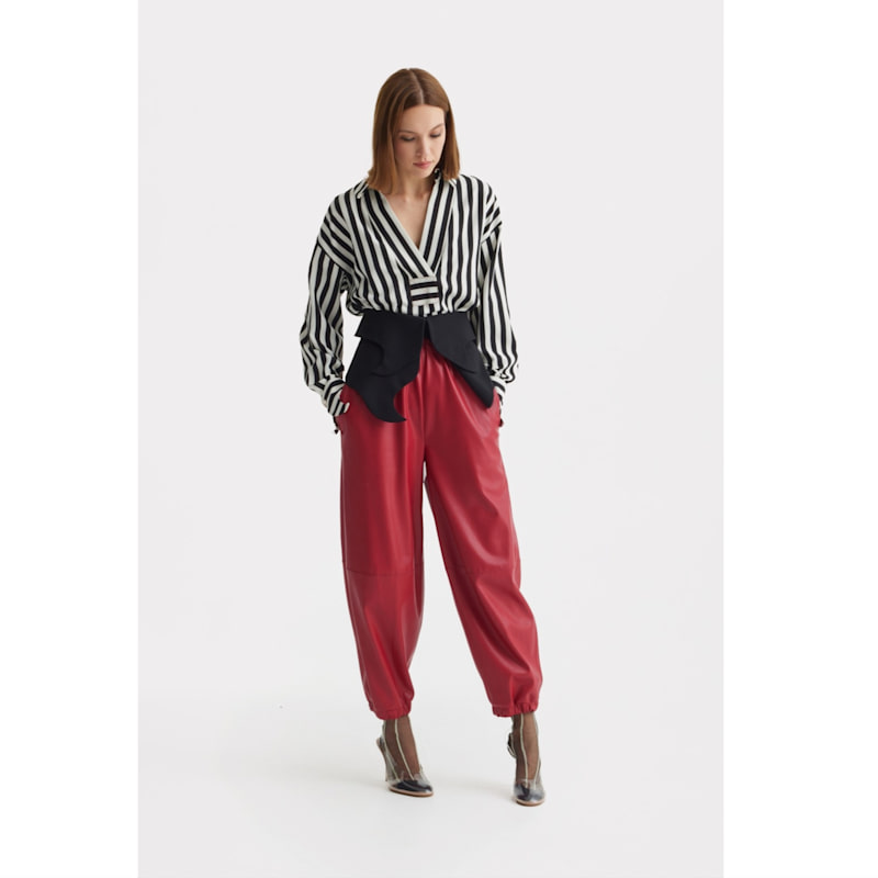 Thumbnail of Relaxed Blouse , Drop Shoulders And V-Notch Neckline - Striped image