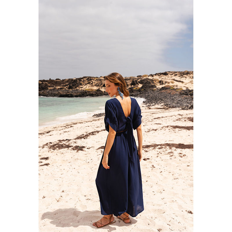 Thumbnail of Relaxed Fit Wide Leg Jumpsuit With Belt In Navy image