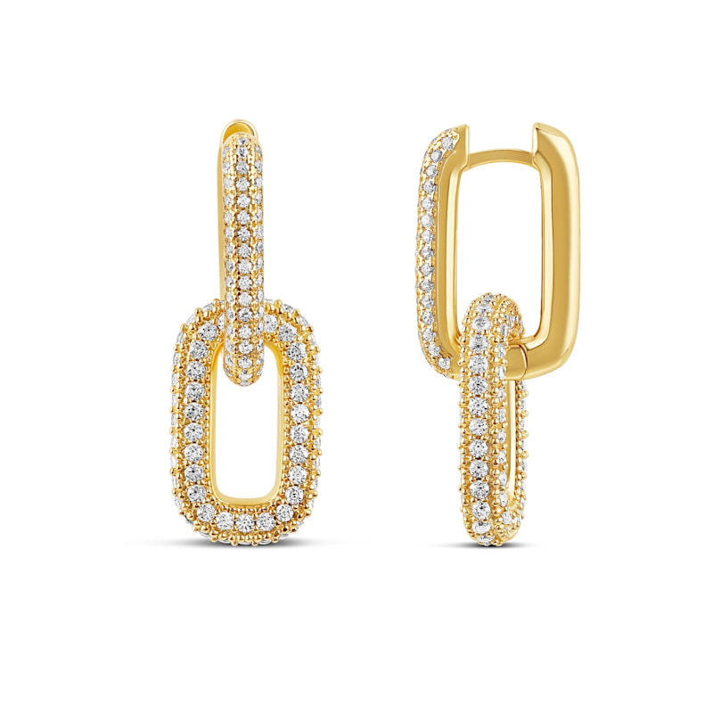 Thumbnail of Removable Link Pave Earrings - Gold image