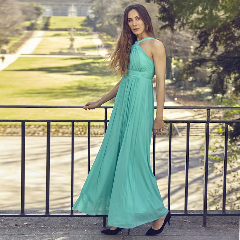 Sohuman Renaissance Halterneck Maxi Gown - Green