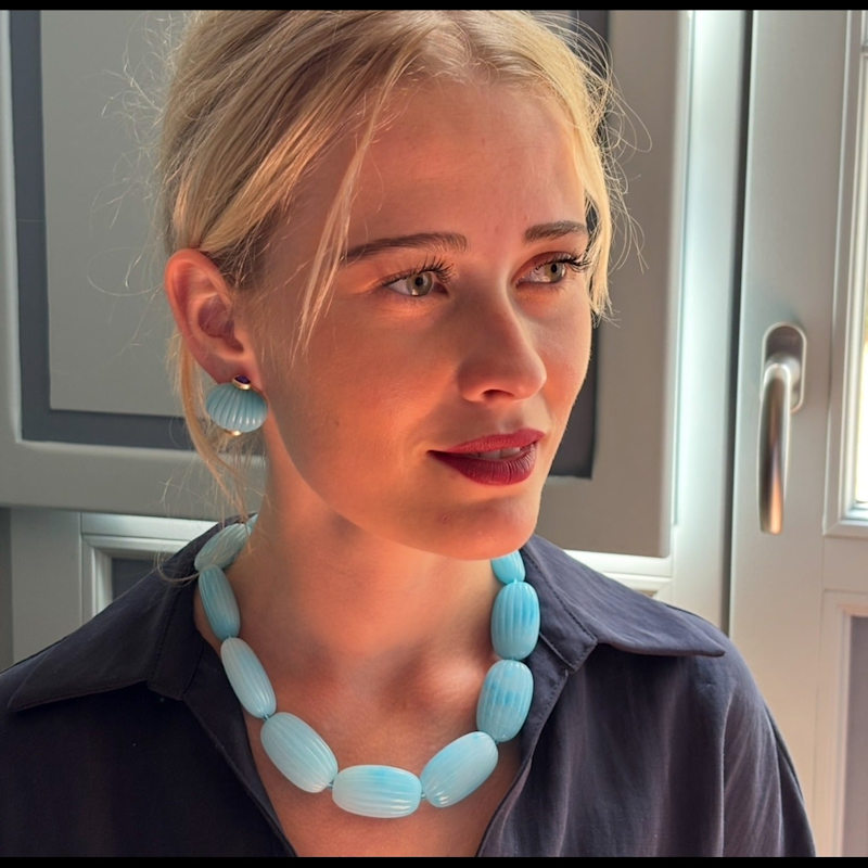 Thumbnail of Renata Large Turquoise Resin Bead Choker image