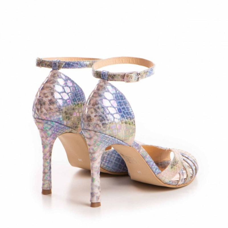 Thumbnail of Rendez-Vous Sandals In Luminous Blue Embossed Leather image