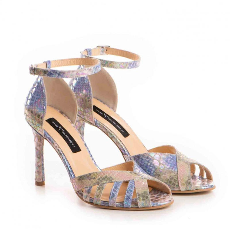 Thumbnail of Rendez-Vous Sandals In Luminous Blue Embossed Leather image