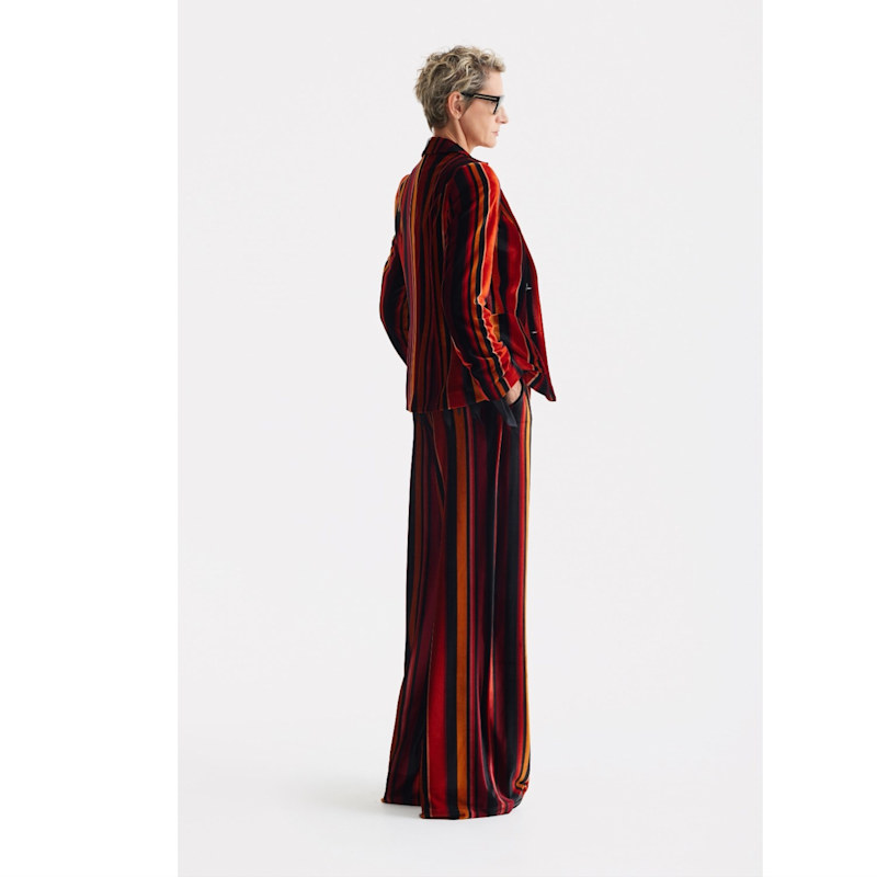Thumbnail of Retro Striped Jacket- Velvet  Burgundy Red image