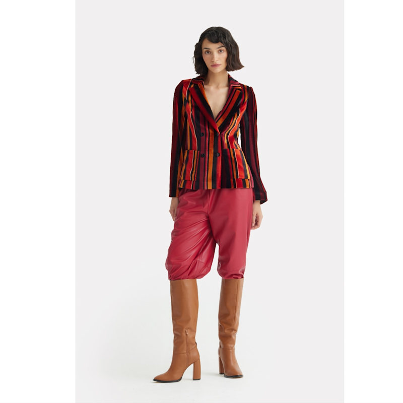 Thumbnail of Retro Striped Jacket- Velvet  Burgundy Red image